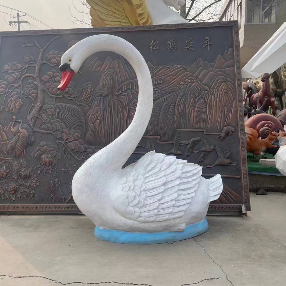 玻璃钢天鹅雕塑 仿真天鹅雕塑摆件