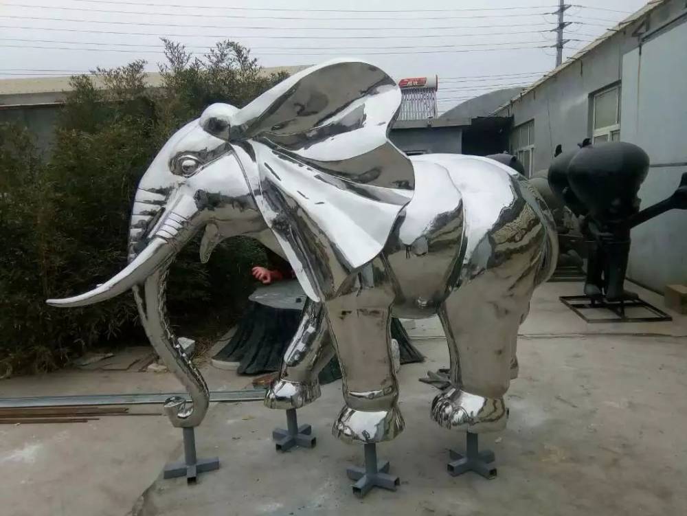 不锈钢镜面大象雕塑 不锈钢动物大象雕塑