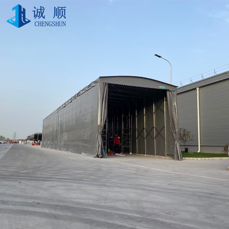 北京电动推拉雨棚户外大型仓库遮阳蓬大型仓库活动雨篷现场制作
