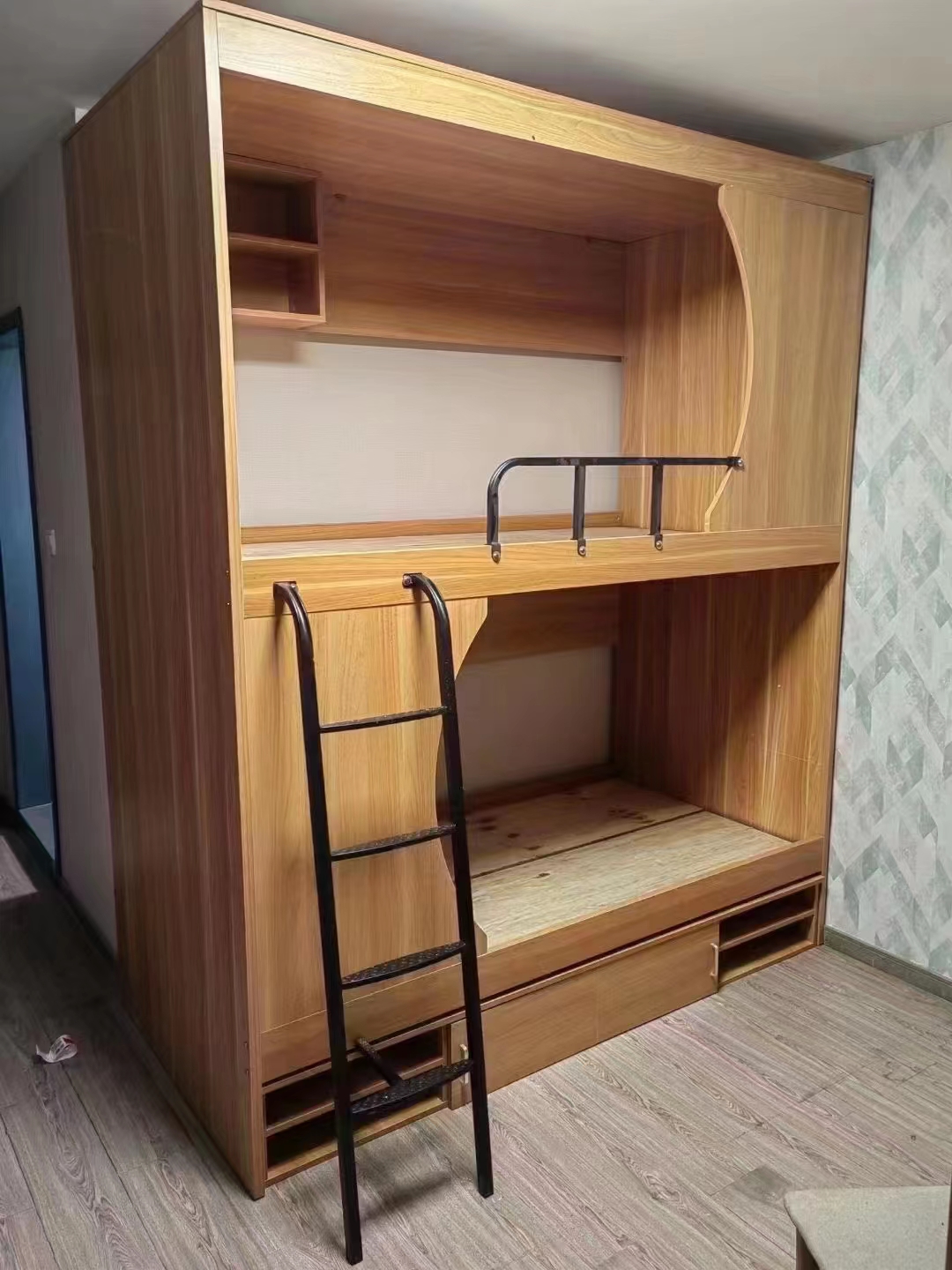 学生宿舍员工公寓简约实木太空舱床成人多功能高低上下双层床组合