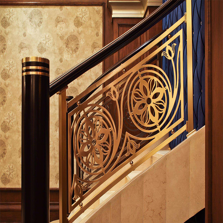 家庭室内装修设计 铜板浮雕围栏别墅楼梯扶手订做工程