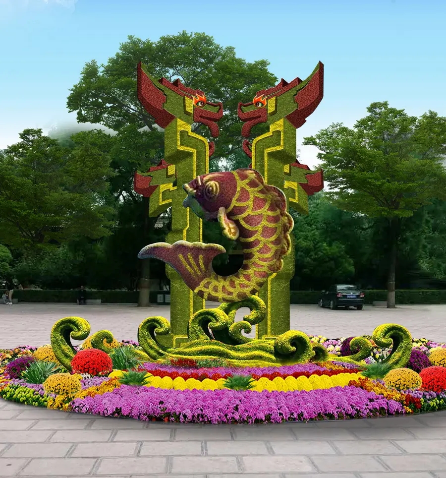 仿真绿雕定制品春节元旦大型绿雕景观仿真动物工艺品公园广场雕塑