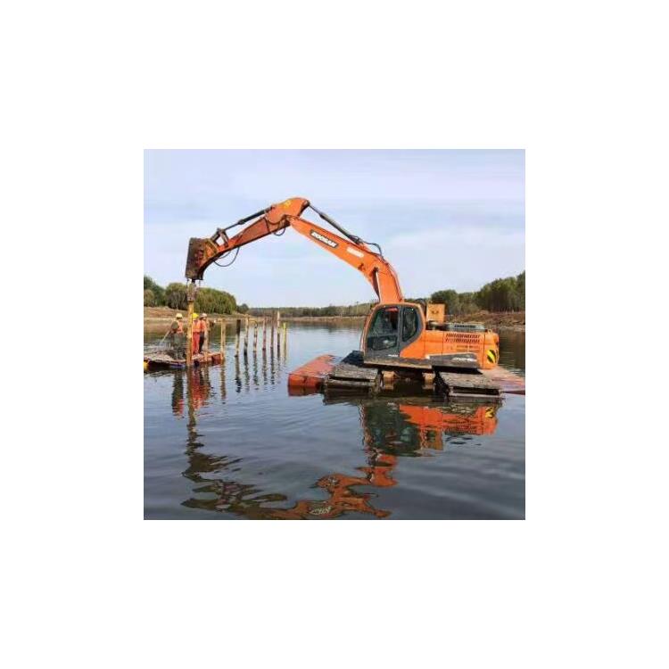 水陆两栖打桩机出租 四川湿地船挖出租 挖土机