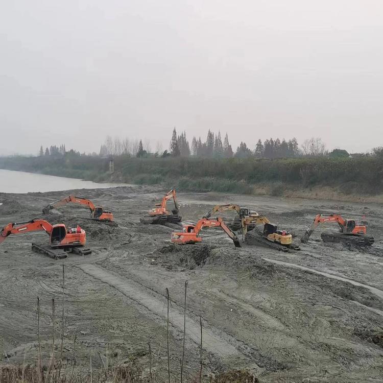 杭州湿地打桩设备租赁 单位 出租水陆挖机电话