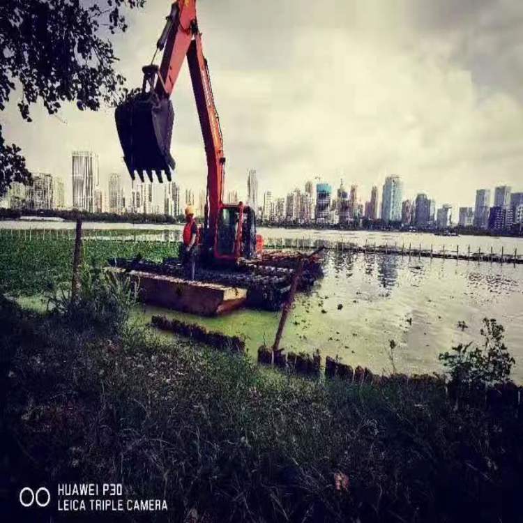 水陆挖机出租机构 重庆水上船挖机出租租赁 施工