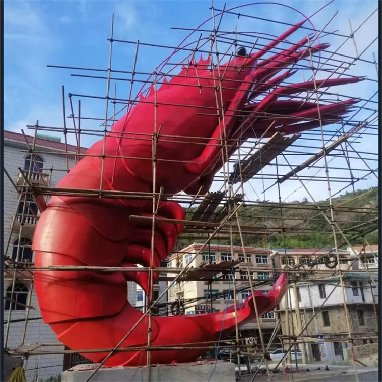 不锈钢龙虾雕塑 大型仿真龙虾雕塑海洋生物景观摆件