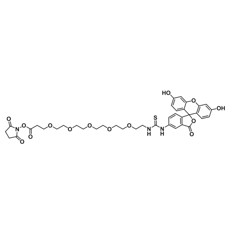 水溶性荧光染料 5-FITC-PEG5-NHS ester,2353409-62-6,Fluorescein-PEG5-NHS