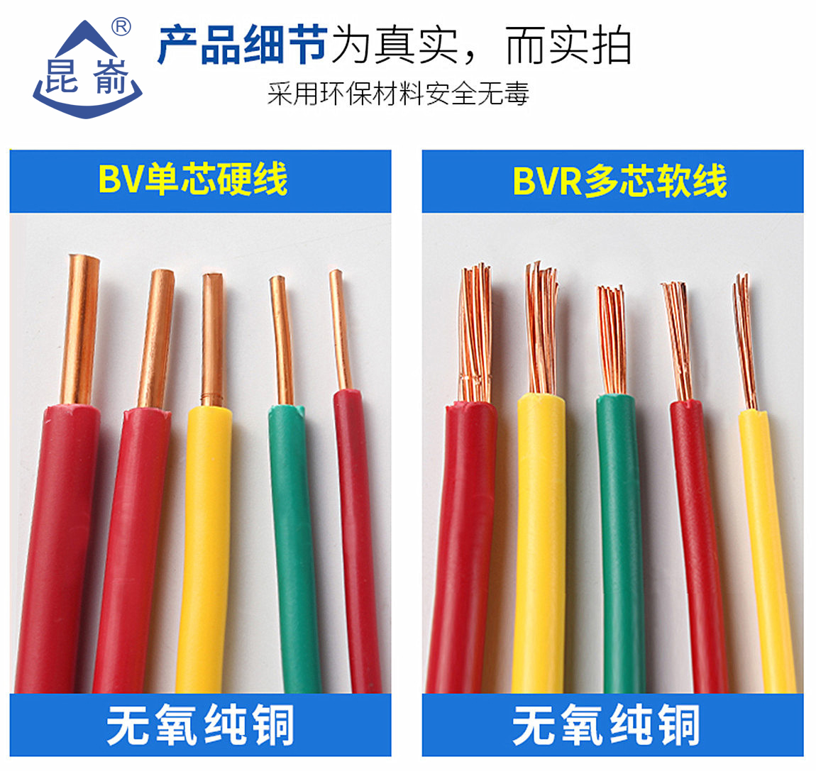 威海文登电缆 家装电线规格BV4平方电线价格 电线电缆 昆嵛牌 昆嵛
