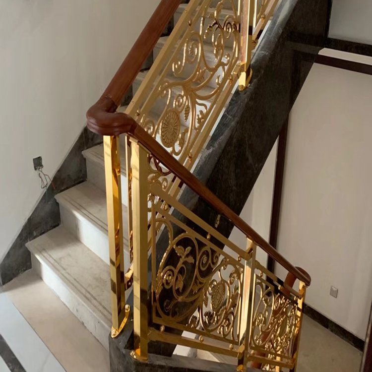 溢升 铜合金围栏 来图定制室内旋转铝板雕花楼梯扶手