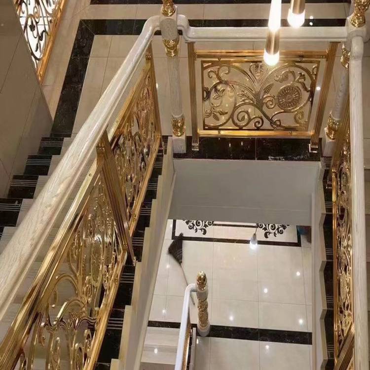 铜艺术护栏 不锈钢铝板楼梯扶手 溢升金属定制安装