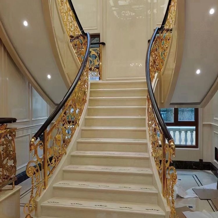 新古典风格 中式镀金磨砂铜楼梯扶扶手 一款比一款漂亮