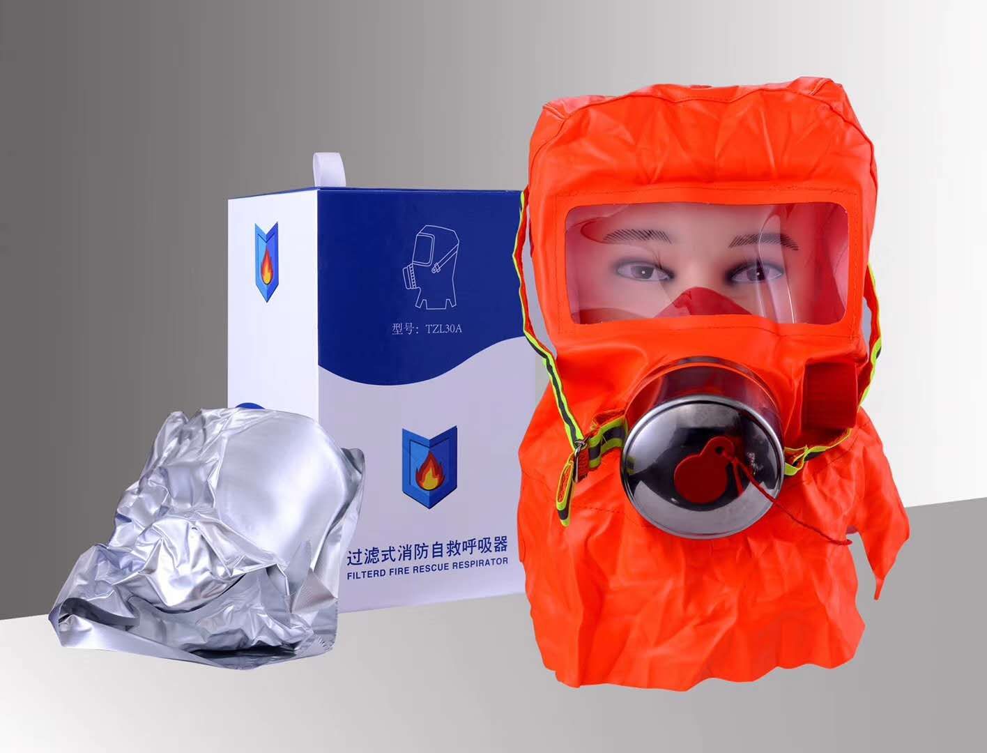 阻隔有害物质：防护消防面具，阻隔有毒气体和颗粒物