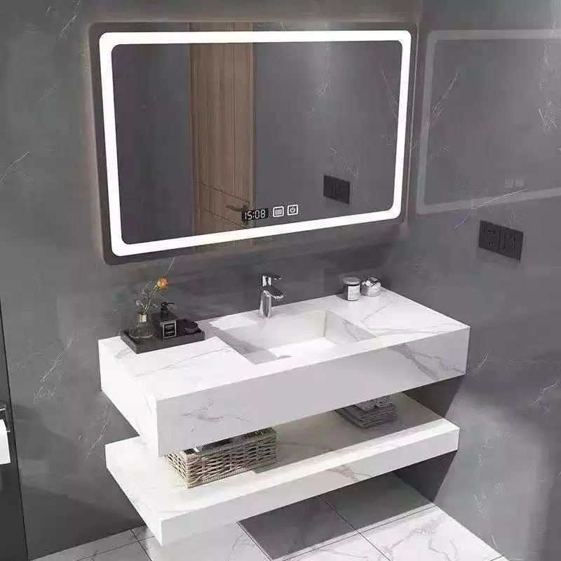 智能岩板太空铝浴室柜组合卫生间洗漱台面盆柜小户型壁挂式台盆柜
