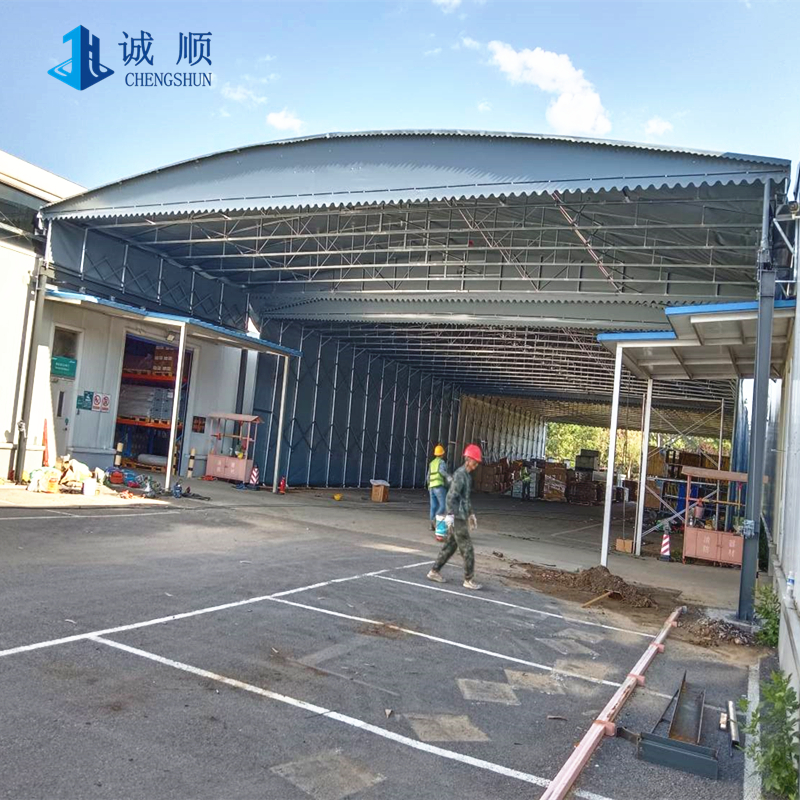 大型户外遮阳棚 网球场电动推拉蓬 钢立柱悬空电动篷支持定制