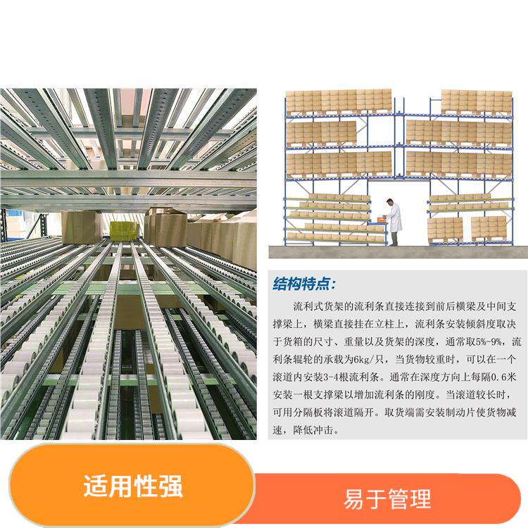 流利式仓储货架 高密度存储 采用滑动式结构