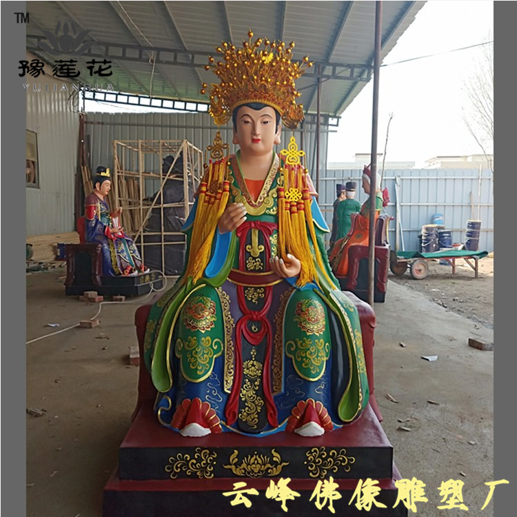 河北保定九龙圣母神像 大型寺院九天圣母佛像定制