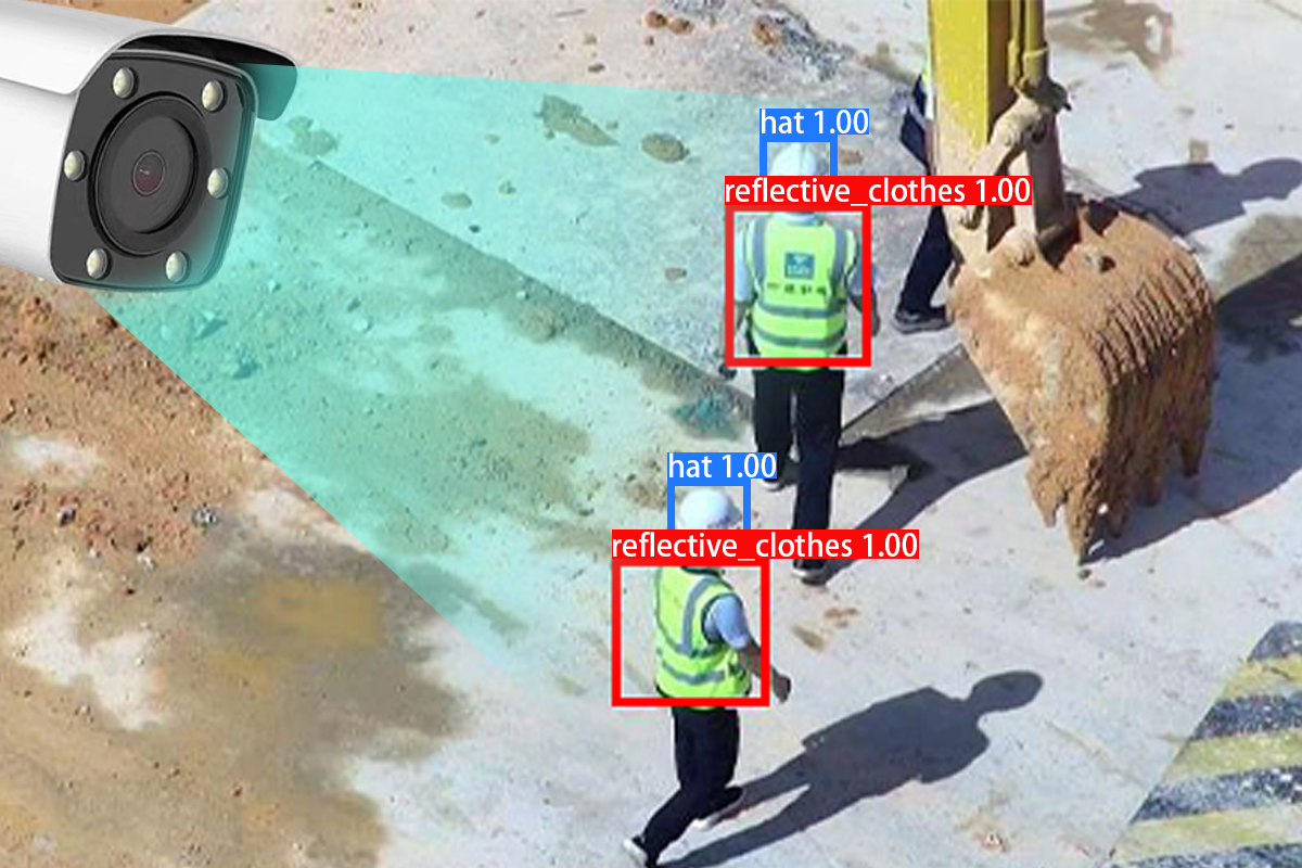 AI安全帽反光衣人员入侵离岗识别四合一摄像机