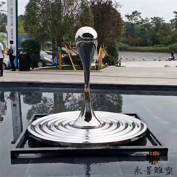不锈钢水滴雕塑 镜面抽象水滴主题雕塑