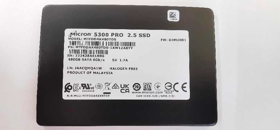 美光Micron服务器固态硬盘 5300 PRO 2.5 SSD MTFDDAK480TDS-1AW1ZABYY