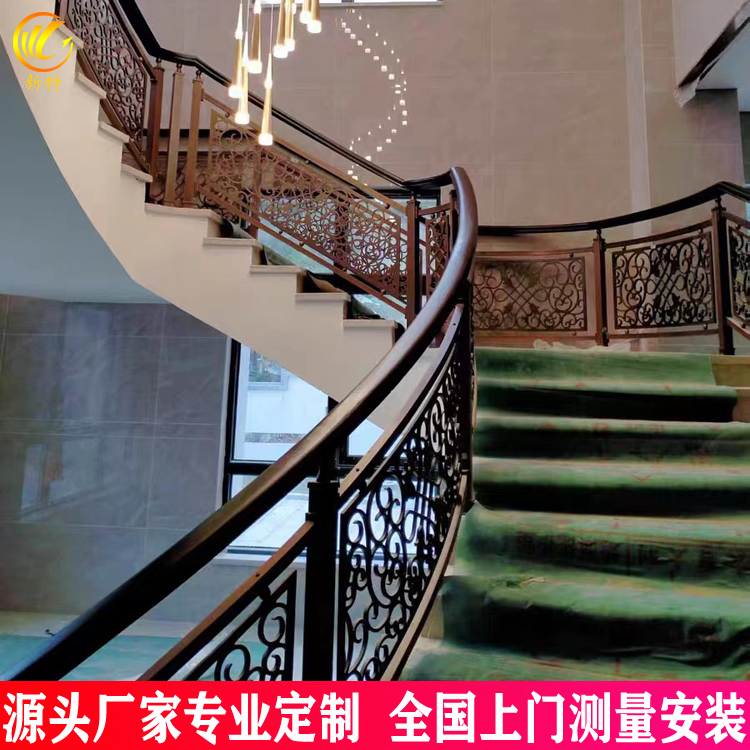 绍兴市 创造新中式风格别墅镀铜楼梯扶手 雕花护栏
