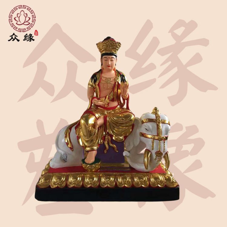 三漫陀菩萨2米坐像 青狮白象文殊菩萨大型佛像雕刻 生漆脱胎工艺