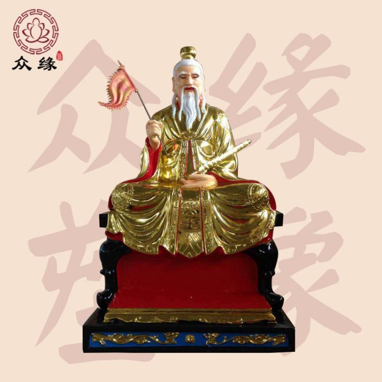 封神榜师尚父 木雕历史人物太师姜子牙石像 姜太公大型雕像