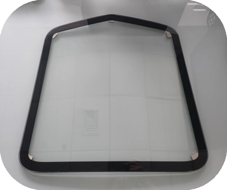 5mm弧形钢化玻璃丝印黑色边框 异形热弯 设备视窗钢化玻璃面板