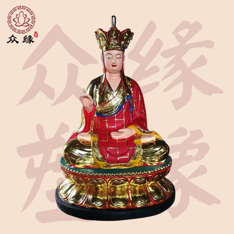 地藏王佛像铸铜 九华山铜地藏闵公道明纯铜神像 婆娑三圣
