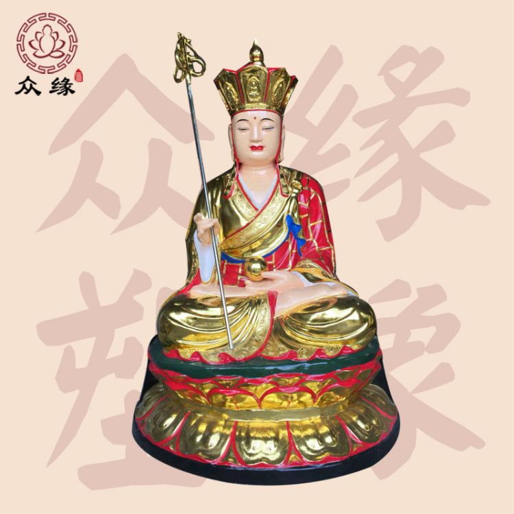 铸铜彩绘地藏菩萨 玻璃钢药王菩萨佛像定制 2米娑婆三圣佛像