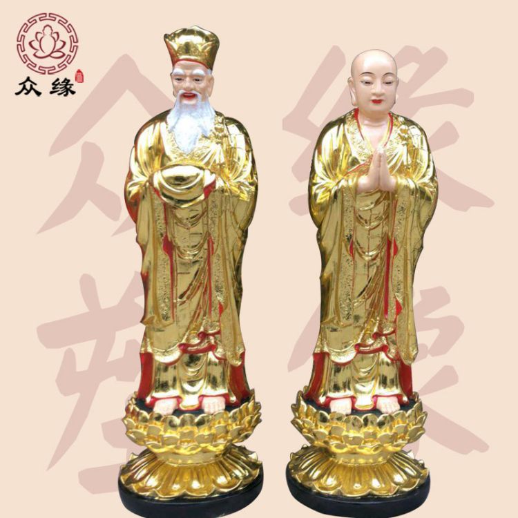 铜雕地藏王菩萨 玻璃钢彩绘佛像雕塑 娑婆三圣较彩佛像