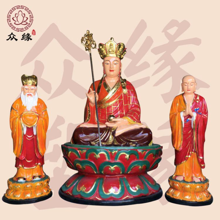 新品鎏金彩绘地藏王菩萨 大愿王菩萨石像 四面地藏王大型佛像