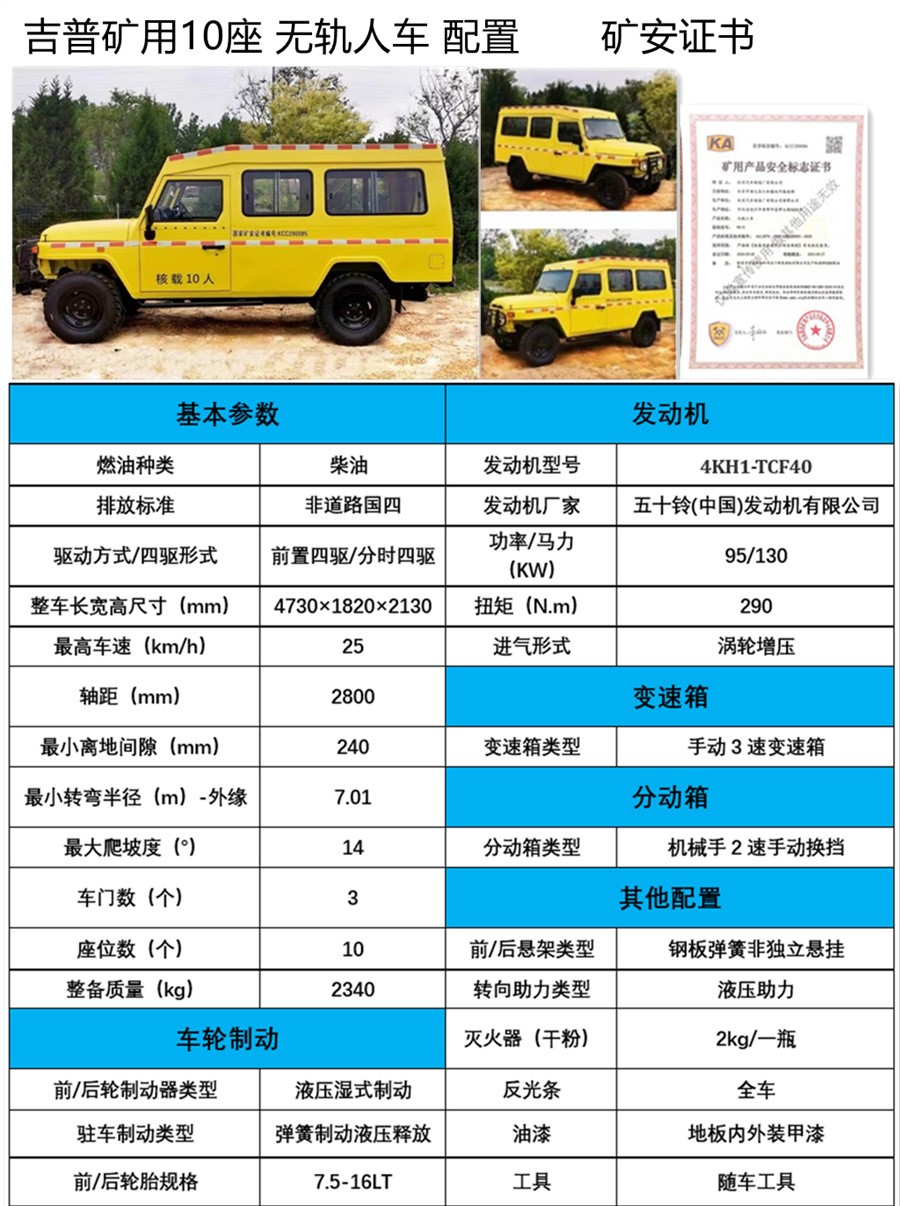 淮南10座礦用無軌人車