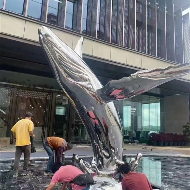 鲸鱼雕塑 镜面不锈钢鲸鱼雕塑定制加工厂