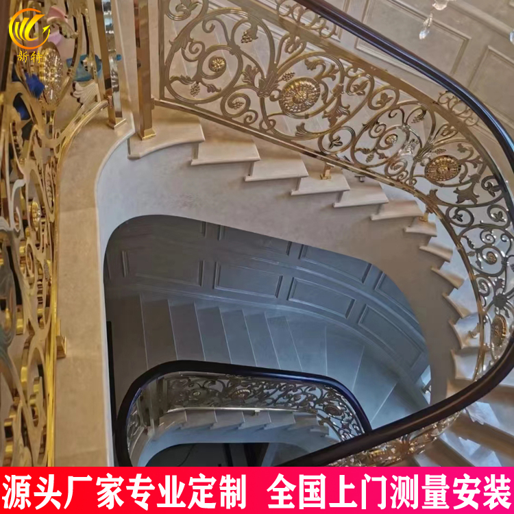 海南 现代轻奢纯铜护栏 紫铜加厚材质楼梯护栏订制
