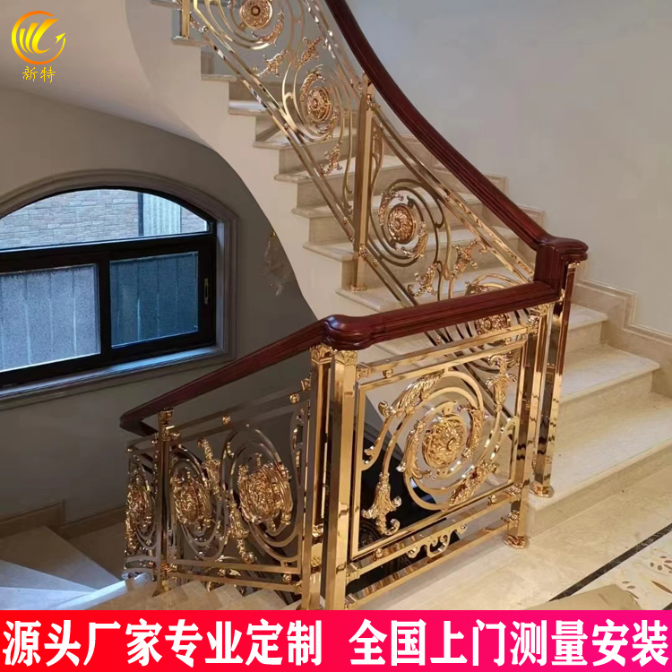 新中式时尚栏杆设计 别墅铜材质楼梯护栏加工方法