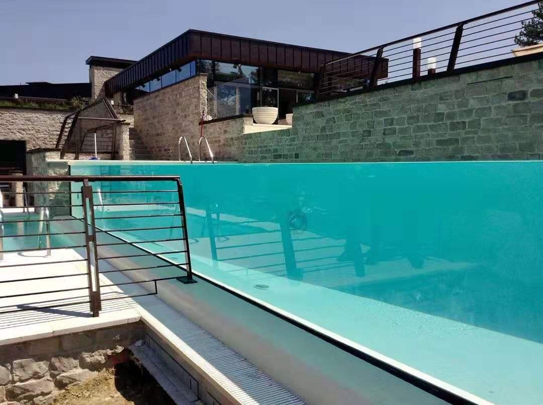 酒店悬空亚克力 别墅屋顶透明游泳池 透明无边际游泳池