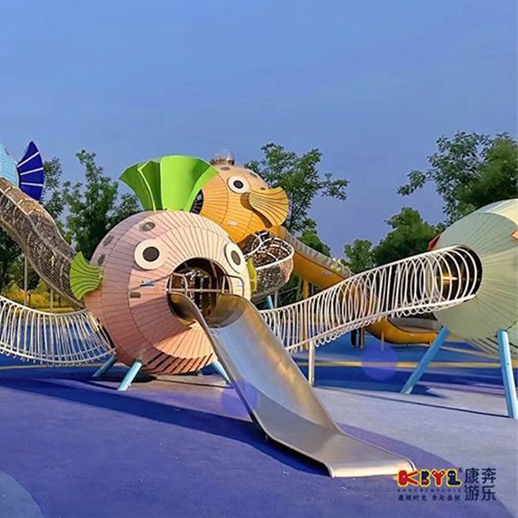 大型ip主题乐园无动力游乐设施户外儿童木质原木不锈钢滑梯游乐组合设备厂家定制