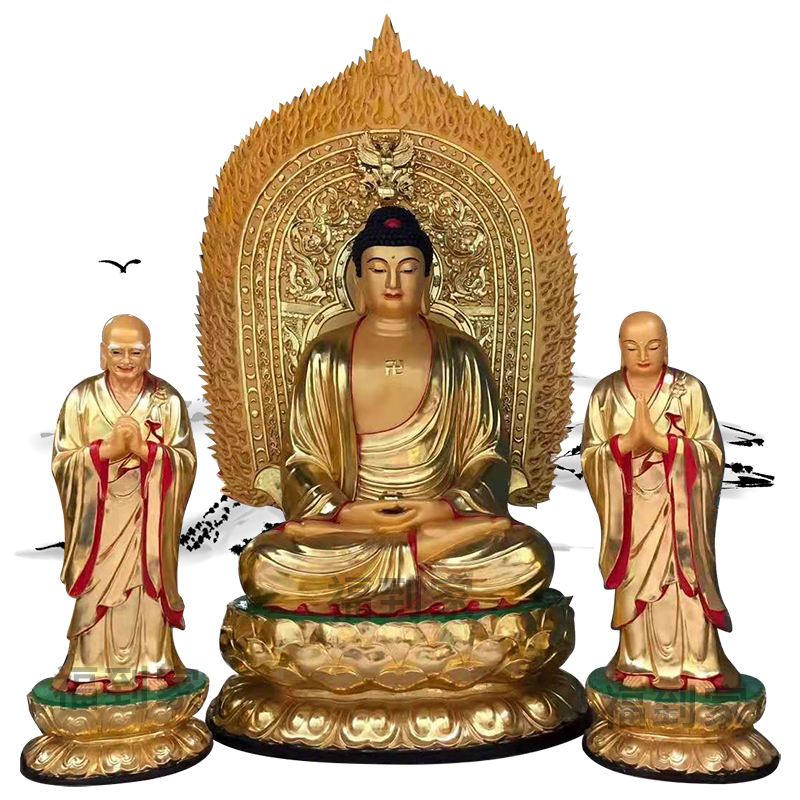 东方三圣佛像 是药师佛 日光菩萨 月光菩萨佛像 香樟木神像 佛像批发