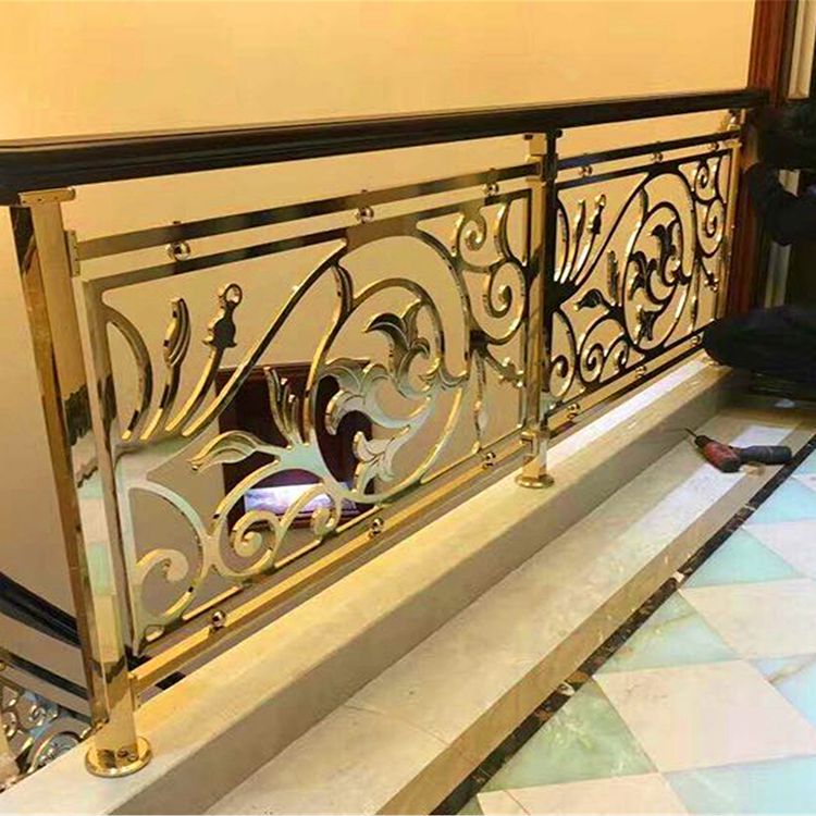 传统新中式铜板雕花楼梯扶手装饰 豪华又古典