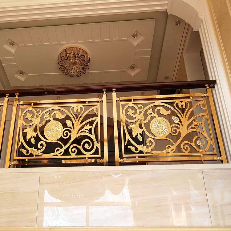 新中式艺术雕花楼梯护栏装饰 别墅安装古典金属铝艺栏杆