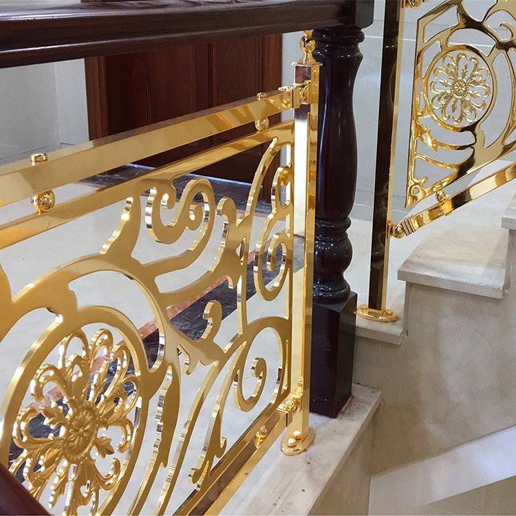 新法式豪华艺术金属楼梯扶手 使用镜面k金装饰