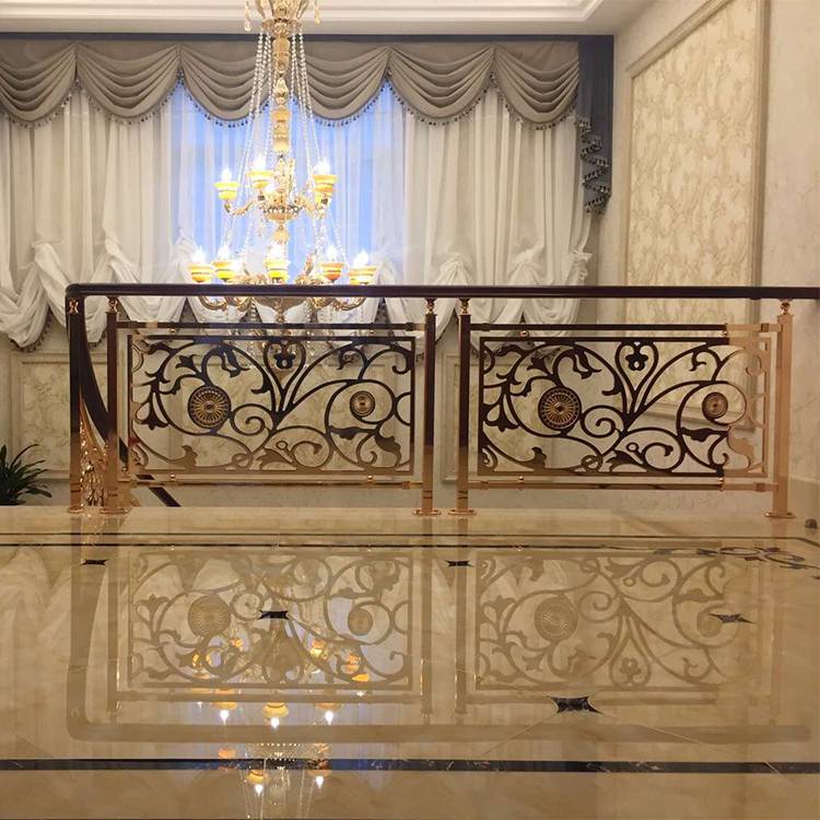 定制酒店工程装饰 安装流行抛光镜面铝楼梯护栏 轻奢设计