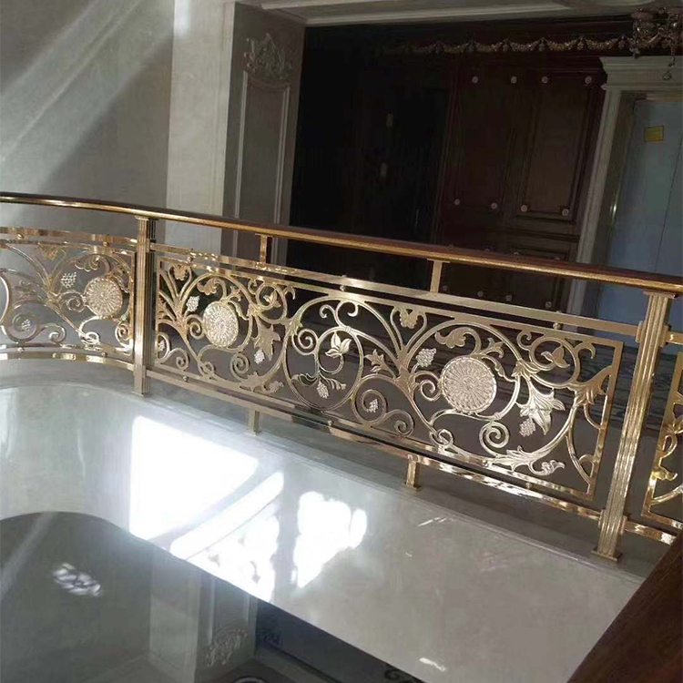 室内流行金属雕花楼梯护栏 别墅安装铜艺设计栏杆扶手