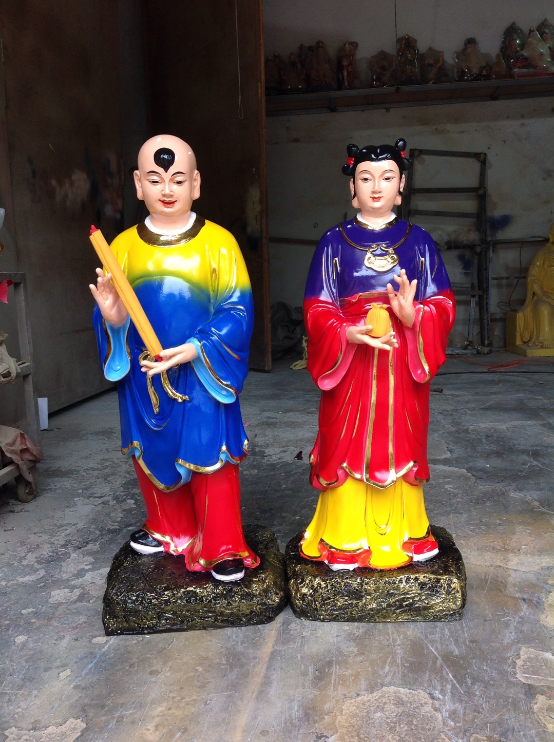 善财童子神像1.3米 童男童女神像 童子童女 金童玉女 树脂雕塑 佛像厂家