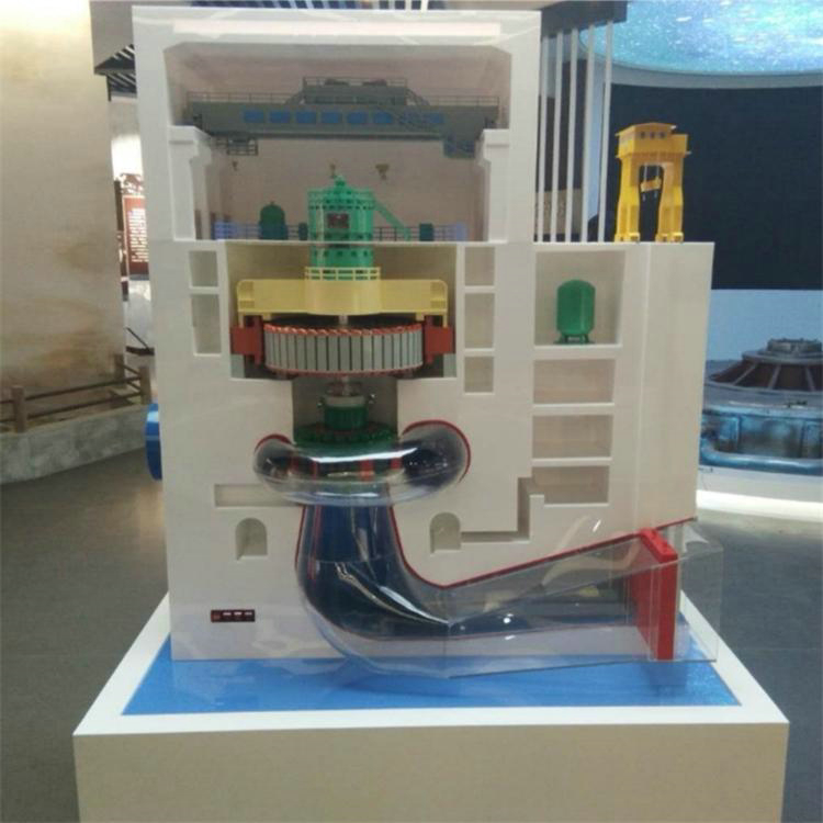 水力发电站模型-水轮机发电机组模型-沙盘模型制作公司厂家 轴流转桨式水轮发电组机剖面模型 长沙艾特
