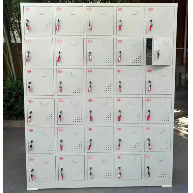 菏泽建筑工地充电柜工地柜 钢制柜 24玻璃门手机充电柜