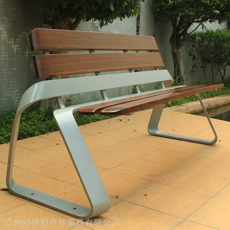 舒纳和YX01系列304不锈钢异形公园椅菠萝格防腐木长椅