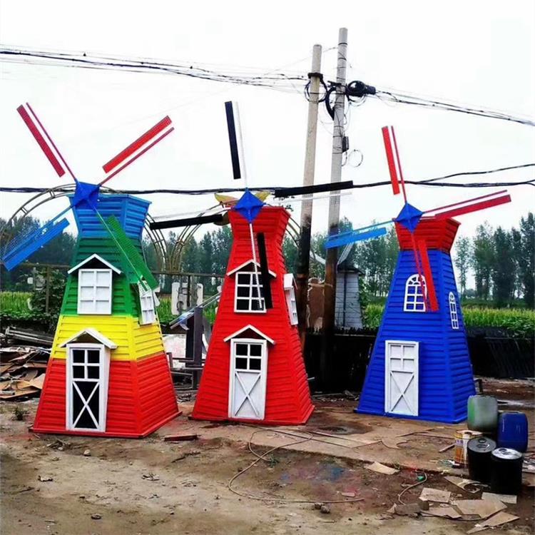 铁艺风车雕塑 大型荷兰风车雕塑