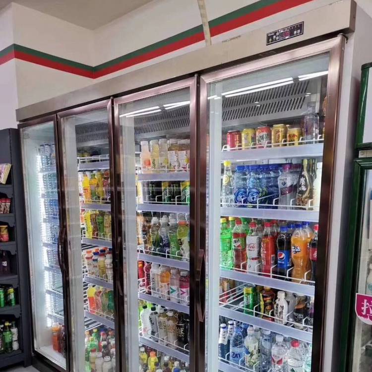 艾雪超市商用饮料柜 六门外挂机展示柜风冷 四门啤酒柜便利店冰箱