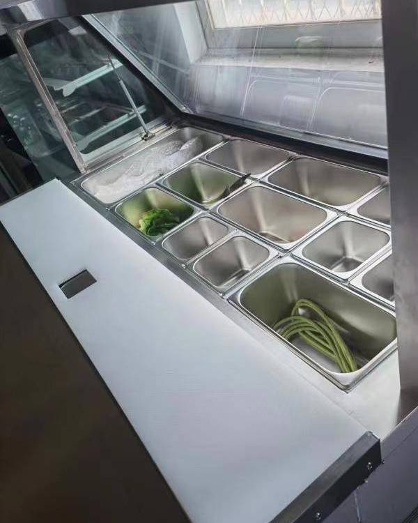沙拉开槽冷藏披萨台小菜保鲜展示柜奶茶店调料台冷藏柜 定做沙拉台